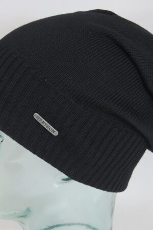 STETSON Long Beanie Oversized Strickmütze Winter Wollmütze schwarz