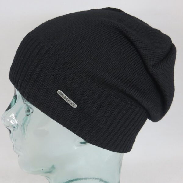 STETSON Long Beanie Oversized Strickmütze Winter Wollmütze schwarz