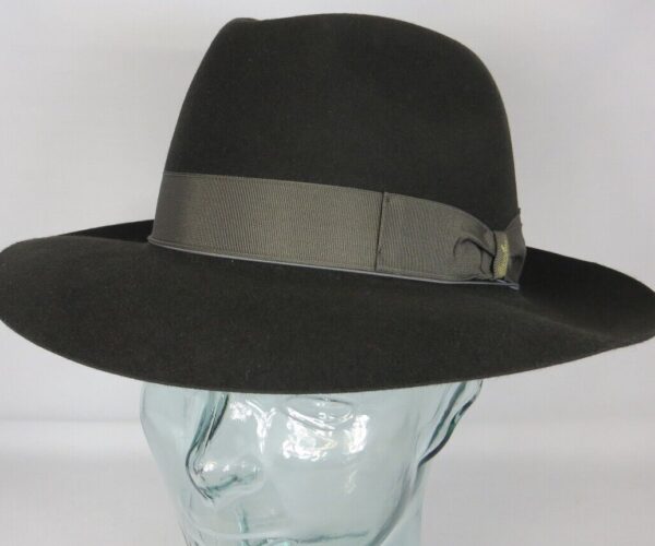 Original Borsalino Hut Qualita Superiore Haarfilz dunkel grau Fedora Bogart Hat Neu
