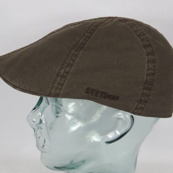 STETSON TEXAS Organic Cotton Flatcap Schieber Mütze Ivy Cap Gatsby braun