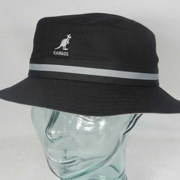 KANGOL STRIPE LAHINCH Bucket Hat Fischerhut Schlapphut Stoffhut Hut schwarz NEU