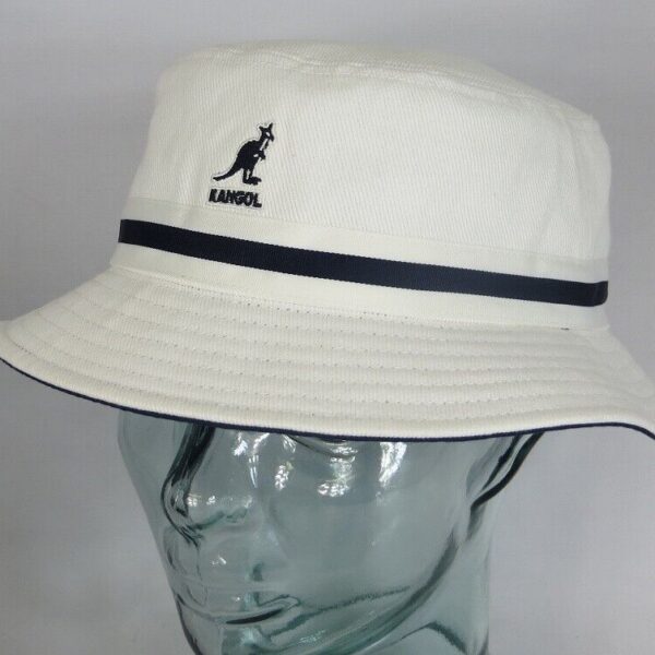 KANGOL STRIPE LAHINCH Bucket Hat Fischerhut Schlapphut Stoffhut Hut weiss NEU