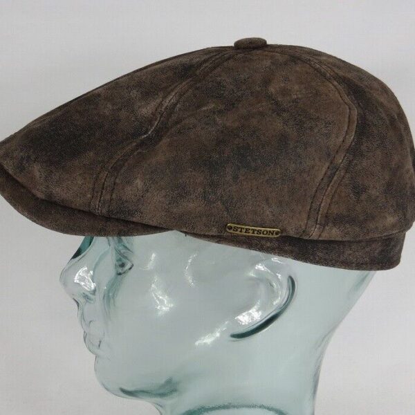 STETSON 6-Panel Pigskin LEDER Flatcap Cap Schieber Mütze Brooklin Neu