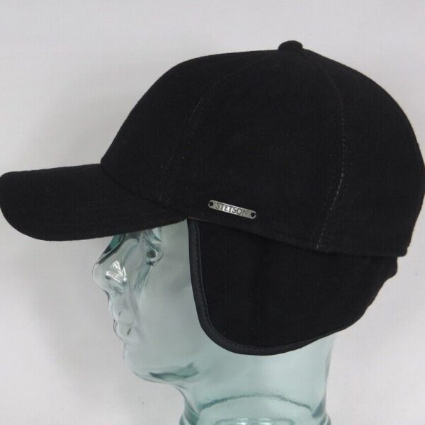 STETSON Wool Baseballcap Wolle Ohrenklappen Earflaps Kappe Vaby schwarz Neu