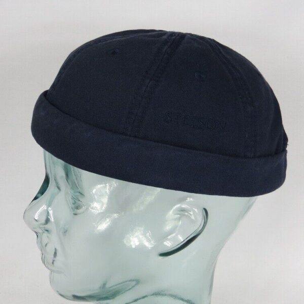STETSON OCALA Docker Mütze Cap Skullcap Sailorcap Rollrand blau Neu