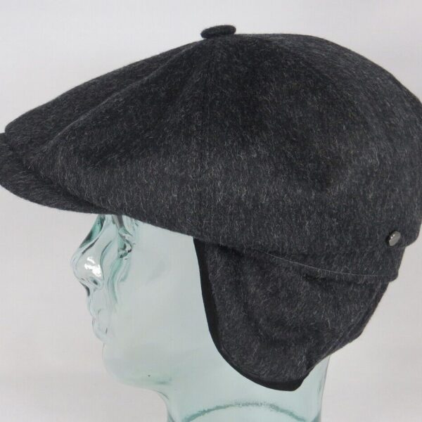 STETSON Hatteras Loden Schiebermütze Ohrenklappen Cap Flatcap grau Neu