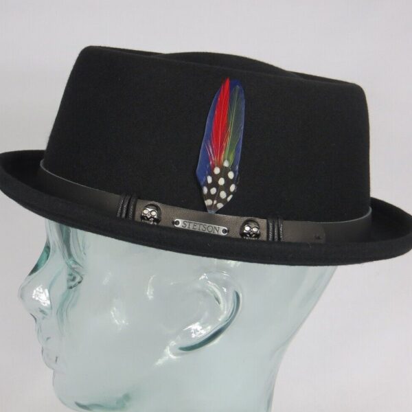 STETSON Pennsylvania Pork Pie Hut Lions schwarz Wollfilz Skull Hat NEU