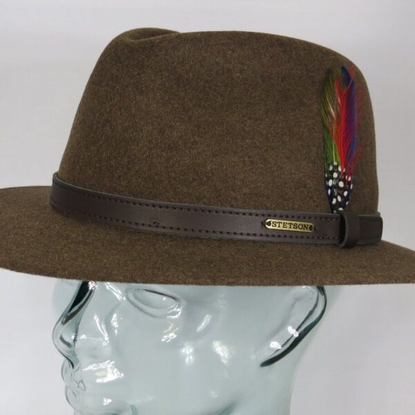 STETSON POWELL Woolfelt Outdoor Trecking Hut Traveller Wollfilz Braun Hat Neu