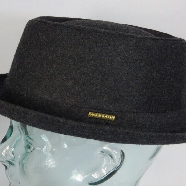 STETSON Athens Wool Pork Pie Hut Porkpie Hat Trilby Wolle anthrazit NEU