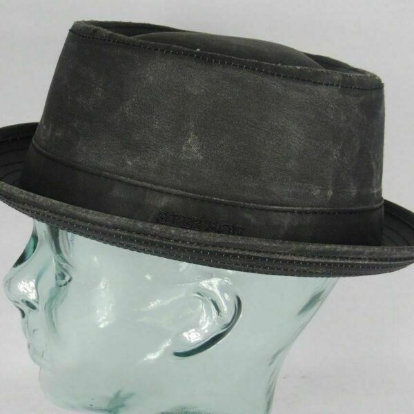 STETSON ODENTON PORK PIE Hut used look Player Trilby Porkpie Hat grau Neu