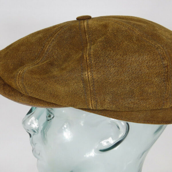 STETSON Burney 8-Panel Leder Schiebermütze Flatcap Cap pigskin braun Neu