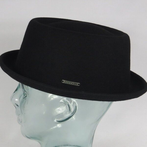 STETSON PORK PIE Hut Wollfilz schwarz Woolfelt pork pie Hat Trilby NEU