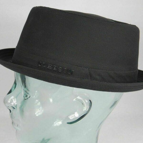 STETSON ATHENS cotton Pork Pie Hut Trilby Sommer Baumwolle schwarz NEU