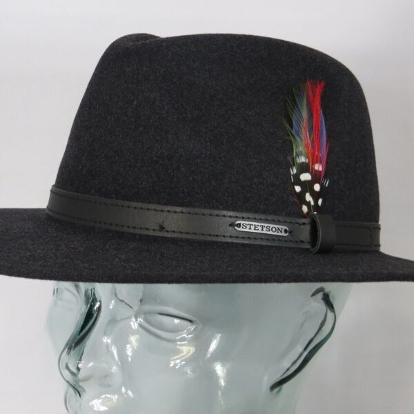 STETSON POWELL Woolfelt Outdoor Trecking Hut Traveller Wollfilz anthrazit Neu