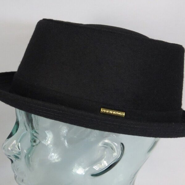STETSON Athens Wool Pork Pie Hut Porkpie Hat Trilby Wolle schwarz NEU