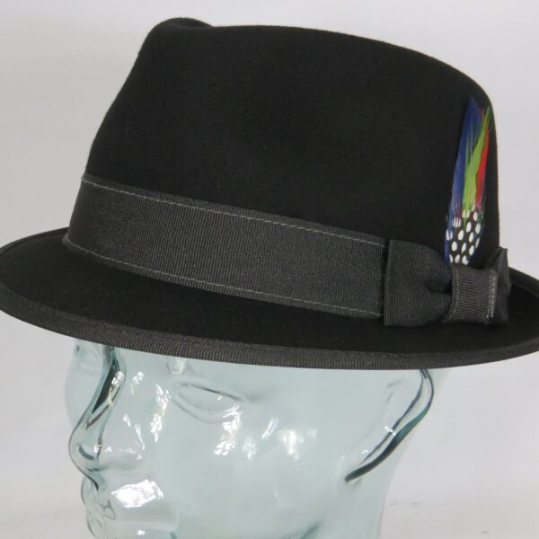 STETSON Trilbyhut schwarz Wollfilz kleiner Trilby Hut Wollhut Hat NEU