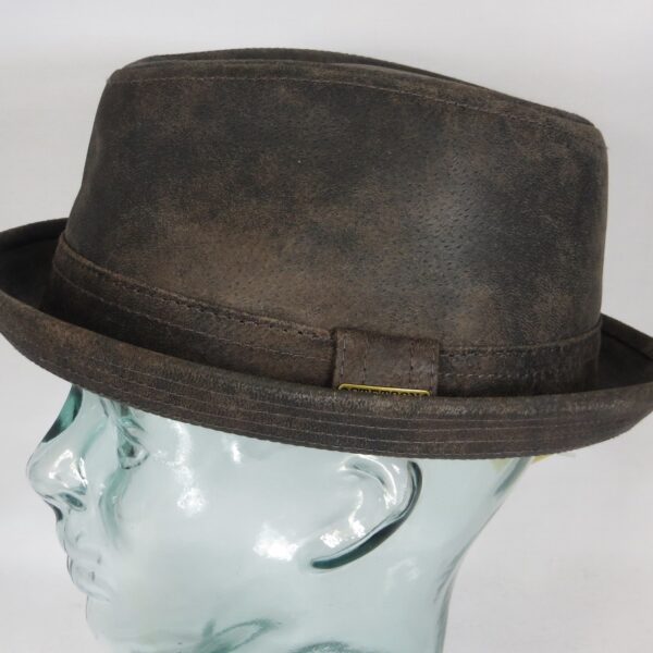 Stetson Radcliff pigskin Leder Hut Player Pork Pie Trilby Hat braun 1187101 NEU