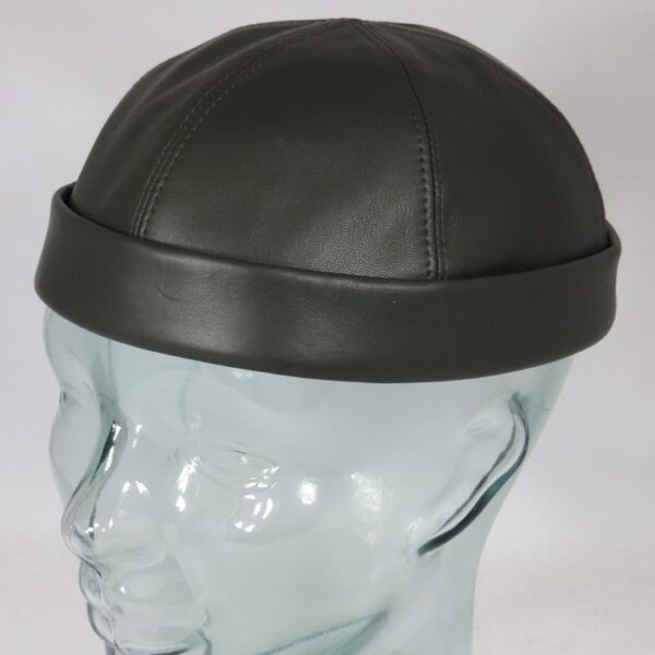 Bullani Leder Sailorcap Dockermütze Docker Mütze Sailor Cap oliv Skullcap Neu