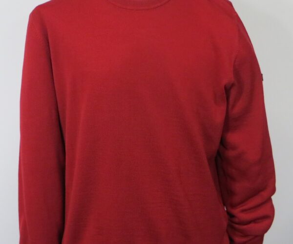 Maerz München Pullover Merinowolle Rundhals Herren Strickpullover Pulli rot März