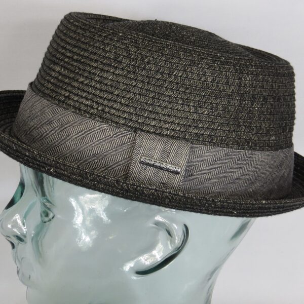 Stetson Pork Pie Hut Robstown Toyo Porkpie Hat Strohhut Sommerhut anthrazit Neu