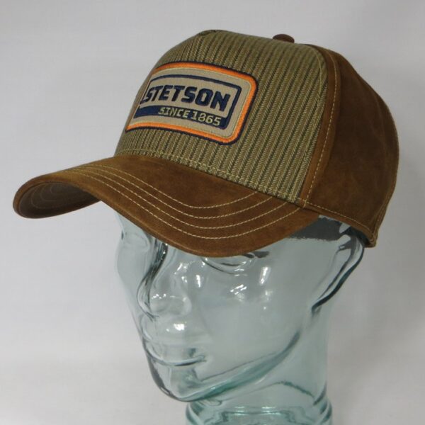 Stetson Leder Trucker Cap Cotton Linen Stripe Leather Kappe Basecap Baseball Mütze 7751501 Neu